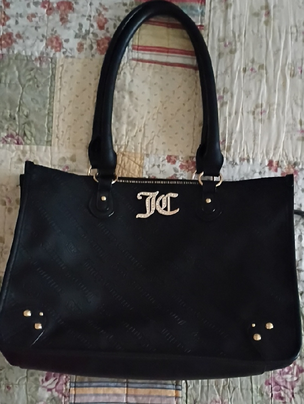 Juicy Couture Black Tote with Gold JC Emblem